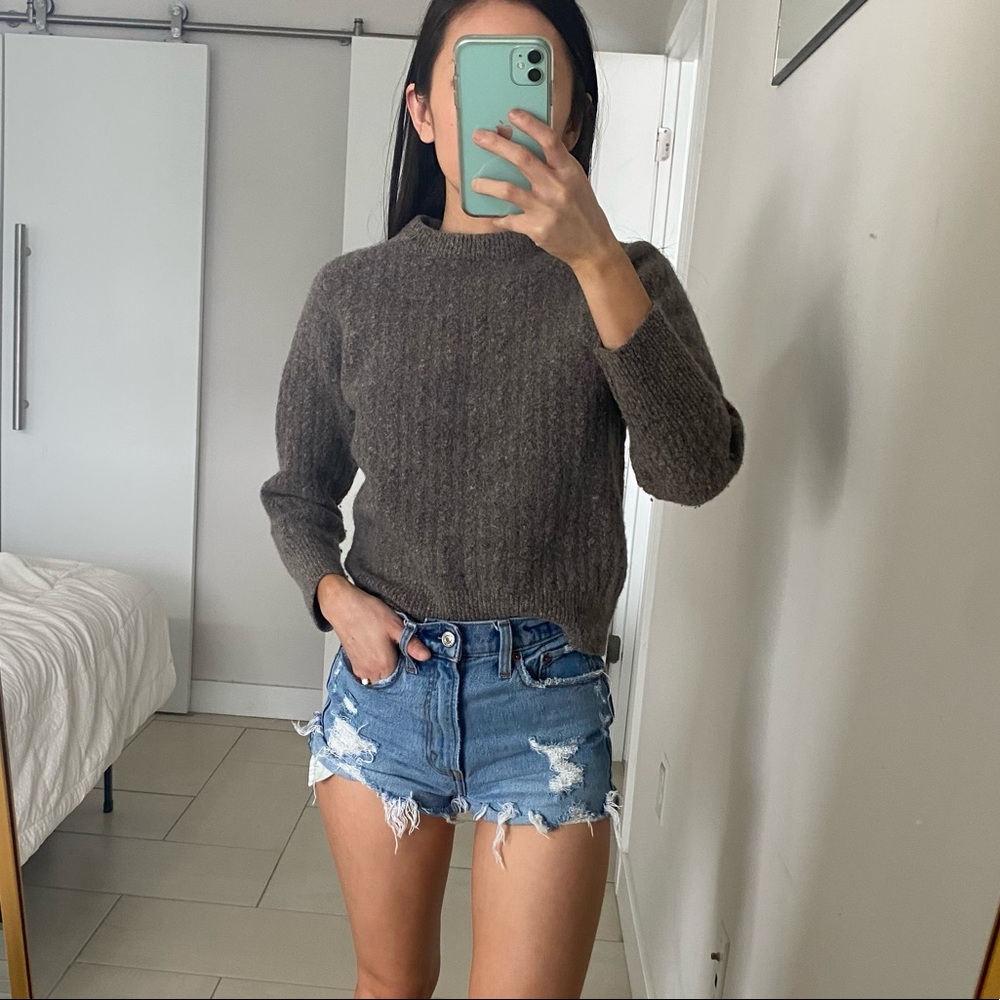 Lord & Taylor Gray Lambswool Sweater